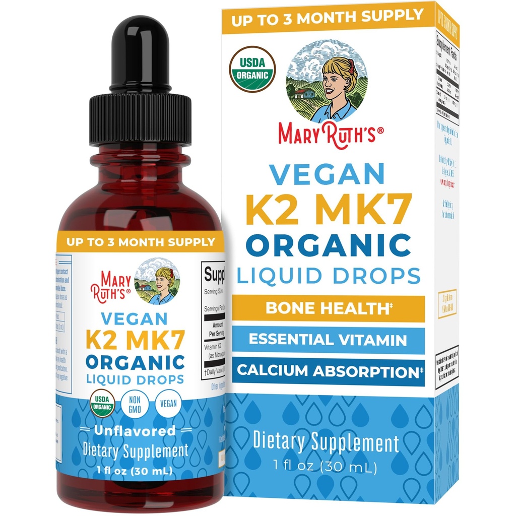 MaryRuth Organics USDA Βιολογική Βιταμίνη K2 MCT Υγρές σταγόνες για Ενήλικες & Παιδιά 