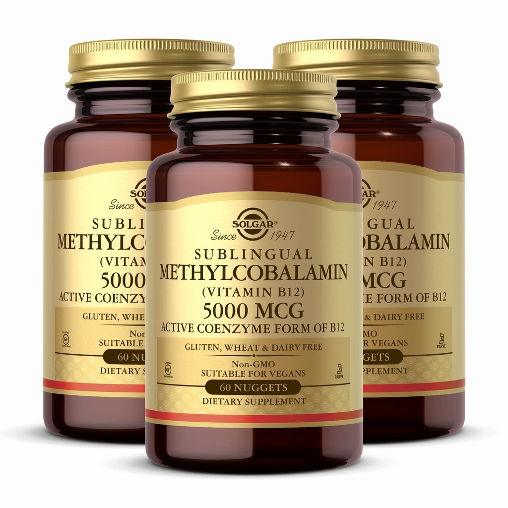 Solgar Methylcobalamin (Vitamin B12) 5000 mcg, 60 ψήγματα (Pack of 3) - Cherry Flavor - Υποστηρίζει την ενέργεια Μεταβολισμός - σώμα έτοιμο, ενεργό μορφή - μη-GMO, Vegan, χωρίς γλουτένη - 180 Σύνολο εξυπηρετήσεις
