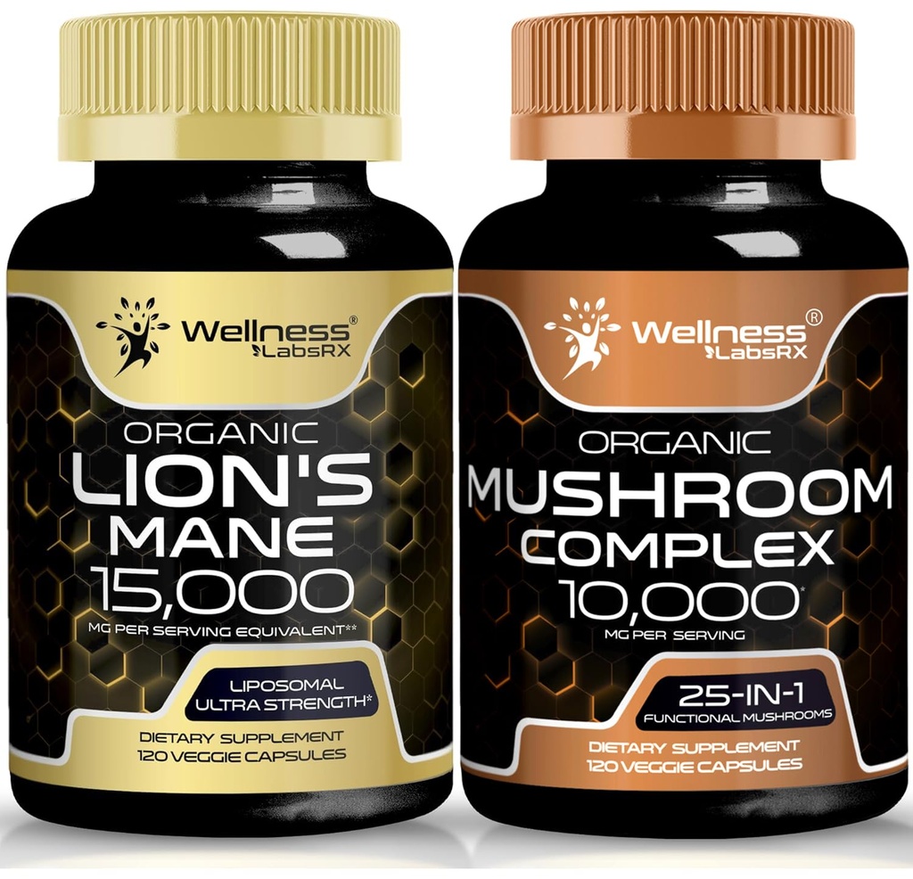 WELNESS LABSRX Lions Mane συμπλήρωμα κάψουλες και κάψουλες μανιταριών
