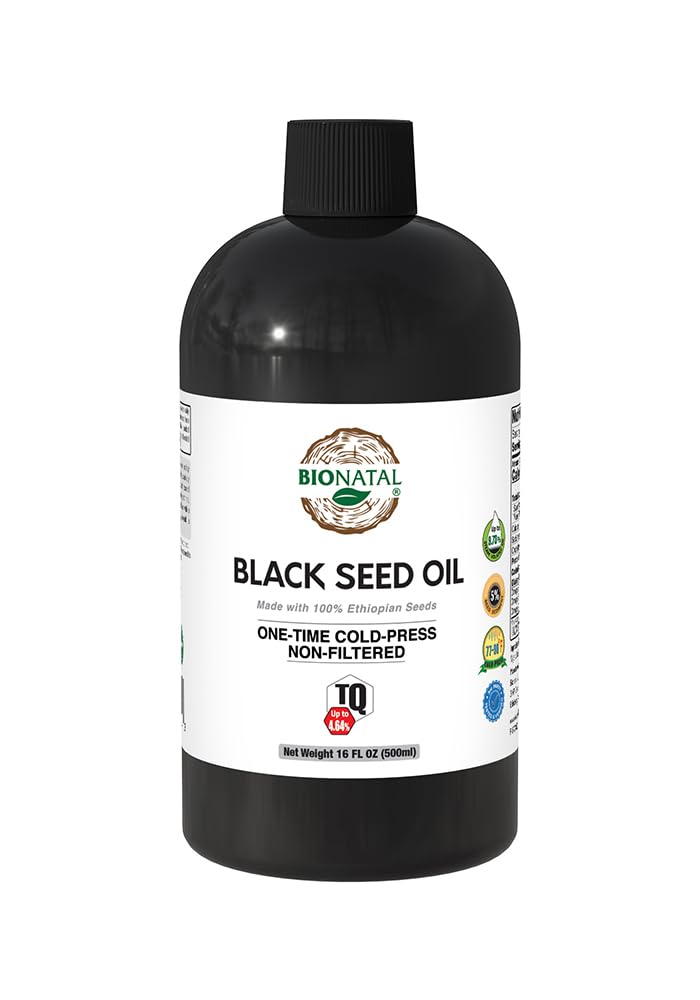 BioNatal Ethiopian Black Seed Oil 16oz PET/Plastic Bottle – Cold Pressed Nigella Sativa, Black Cumin Seed Oil, Unrefined & Non-Filtered, High TQ Up to 4.64% – Supports Immune System, Digestive