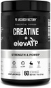 Jacked Factory Creatine + ElevATP - Creatine Monohydrate Powder for Muscle Growth, Increased Strength, Enhanced Energy Output, with ElevATP for Sustained Energy & Endurance - 60 Servings, Unflavoured