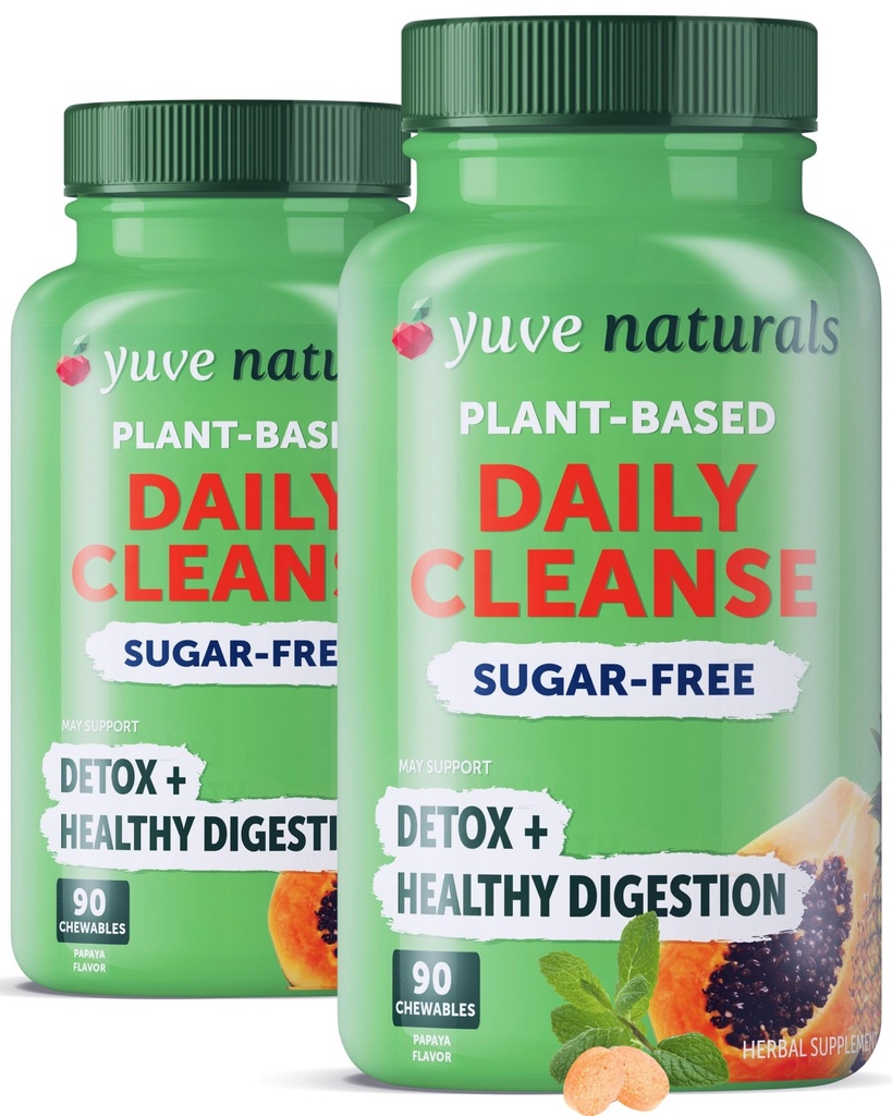 Yuve Natural Papaya Digestive Enzymes - Ζαχαρότευτλα - Προάγει την καλύτερη πέψη - Δυσκοιλιότητα & Bloating Aid, Detox, Leaky Gut Repair & Gas Relief - Vegan, Non-GMO (2 Pack of 90ct)