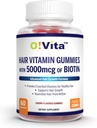 Βιταμίνη μαλλιών Gummies με 5000mcg της βιοτίνης, ισχυρό και πιο υγιεινό συμπλήρωμα μαλλιών, προωθεί την ταχύτερη ανάπτυξη μαλλιών για γυναίκες και άνδρες (60 μη-GMO Gummies)