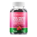 Sea Moss 4000mg Gummies με Ashwagandha, Elderberry, Μηλίτης Ξίδι, Bladderwrack, Ρίζα Burdock – Ανοσοποιητική Υποστήριξη – Μικτή Γεύση Berry – 60 Count