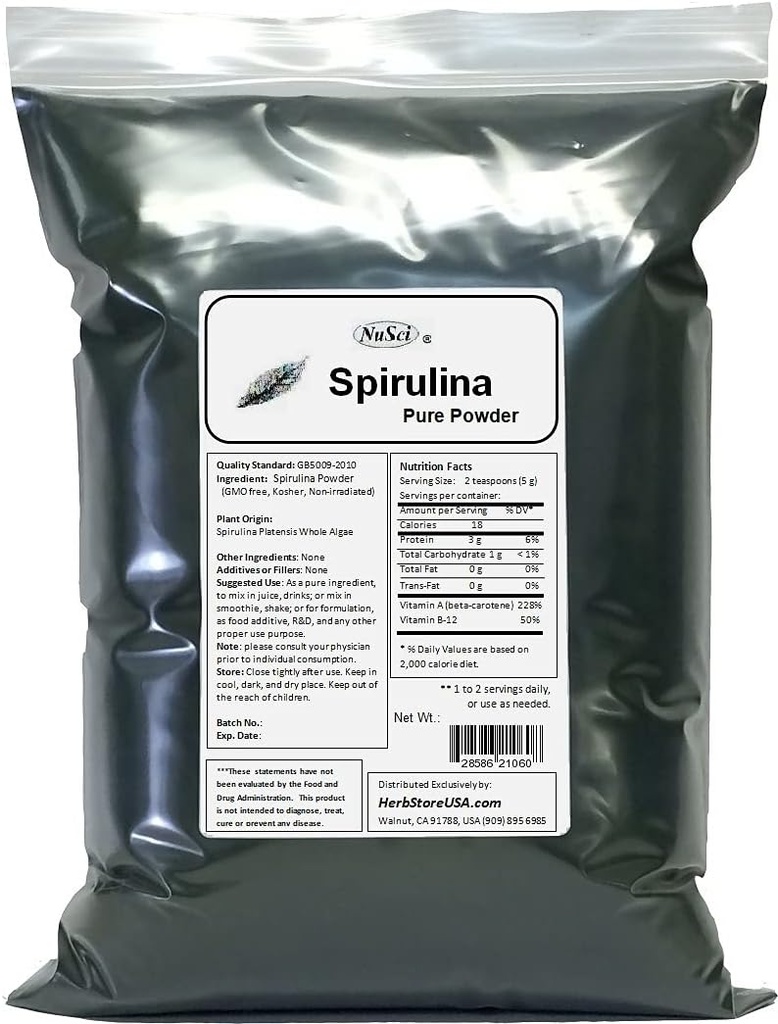 100% καθαρής σκόνης Spirulina Fresh Energy μη ακτινοβολημένη (2000 Grams (4.4 lb))