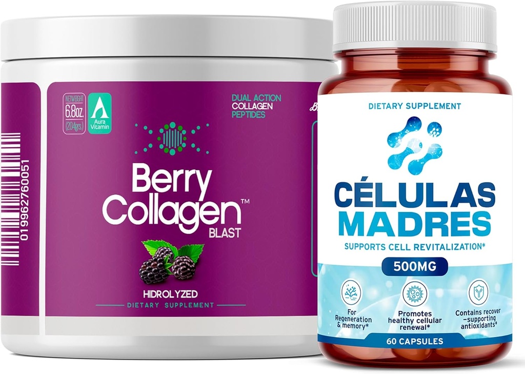 AFA Συμπληρώματα βλαστικών κυττάρων 500mg & Berry Collagen Blast Bundle 