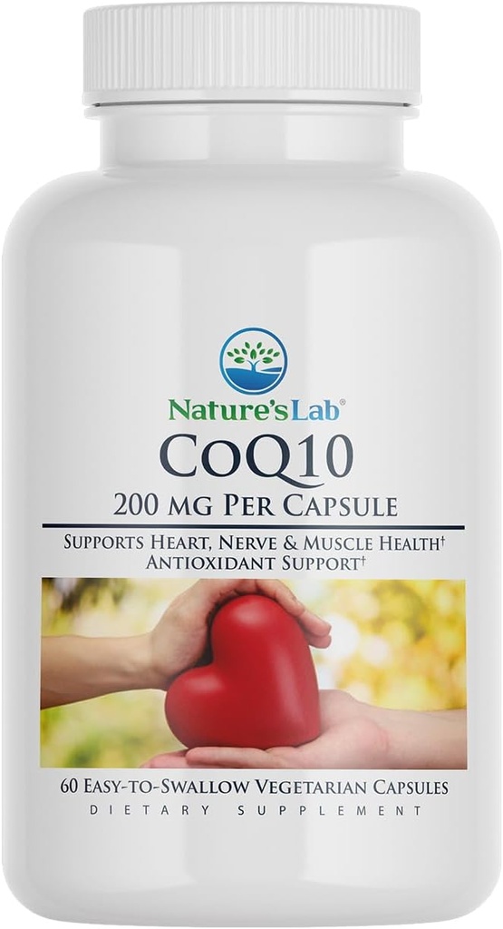 Nature's Lab CoQ10 200mg Συμπλήρωμα Διατροφής - Υποστηρίζει την καρδιά, το νεύρο και τους μυς Υγεία* - 60 Count (2 Μήνες Προσφορά)