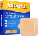 Σιλικόνη Αφρός Dressing 3x3 in (7.5x7.5cm), Υψηλή Απορροφητικότητα Bed Sore Bandages Wound Care Dressing, Αδιάβροχη Σιλικόνη Banges for Sensitive Skin Wound Care (10 Pcs)