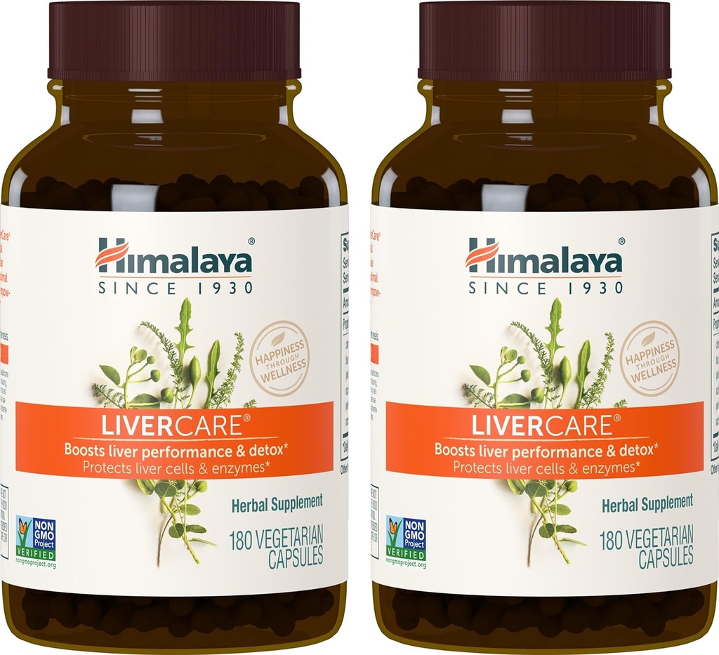 Himalaya LiverCare, 180 Day Supply - Φυτική Συκώτι Υποστήριξη Προώθηση Αποβολής Αποβλήτων, Καθαρισμού Συκωτιού, Αποτοξίνωσης και Παραγωγής Bile - Vegan, Non-GMO, Χωρίς Γλουτένη, 375 mg, 90 Κάψουλες (Pack of 2)