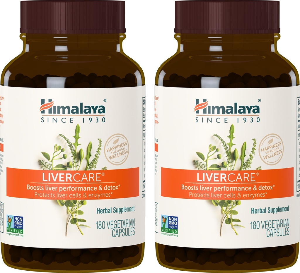 Himalaya LiverCare, 180 Day Supply - Φυτική Συκώτι Υποστήριξη Προώθηση Αποβολής Αποβλήτων, Καθαρισμού Συκωτιού, Αποτοξίνωσης και Παραγωγής Bile - Vegan, Non-GMO, Χωρίς Γλουτένη, 375 mg, 90 Κάψουλες (Pack of 2)