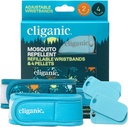Cliganic Mosquito Repellent Pack (2 Wristbands + 4 Refill Pellets) - Ρυθμιζόμενο, Φυσικό DEET-Free, Αιθέριο Έλαιο Εμπλουτισμένο