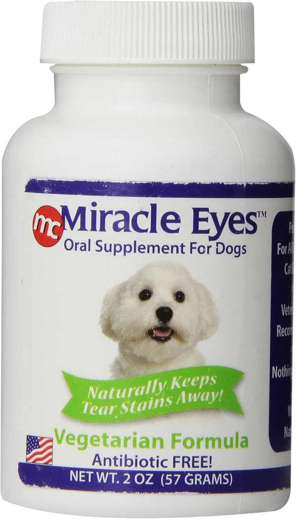 Miracle Care Miracle Eyes Oral Supplement for Dogs, 2 Ounce, Probiotics to Reduce Tear Stains, Vegetarian, Antibiotic Free