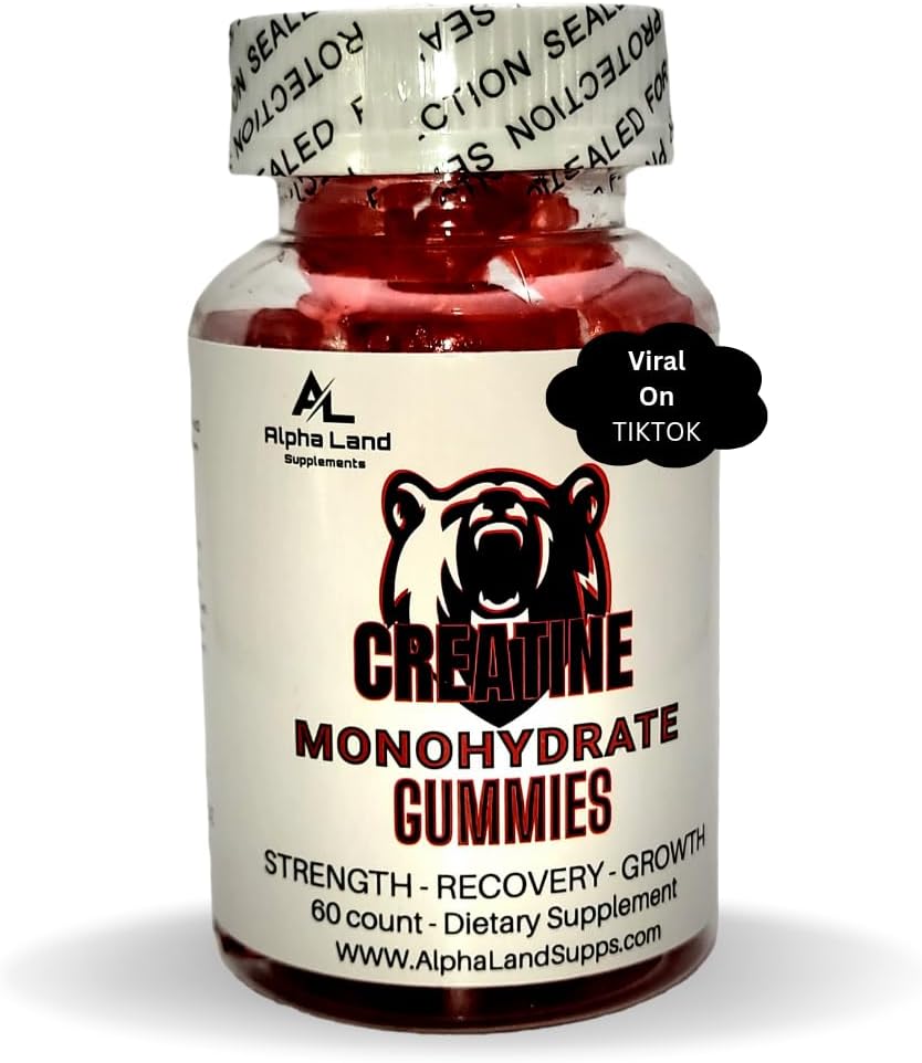 Creatine Monohydrate Gummies- 5g- 30 Servings - Vegan Creatine Gummy Bears for Muscle Growth, Muscle Recovery, Workout Recovery, Brain Health - No Loading Phase - No Bloating