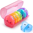 Sukuos Large Weekly Pill Organizer 2 φορές την ημέρα, Daily Pill Box 7 Day Easy to Open with Double Protection, AM Pill Case for Medicine/Vitamin/Fish Oil/Supplements (Red)