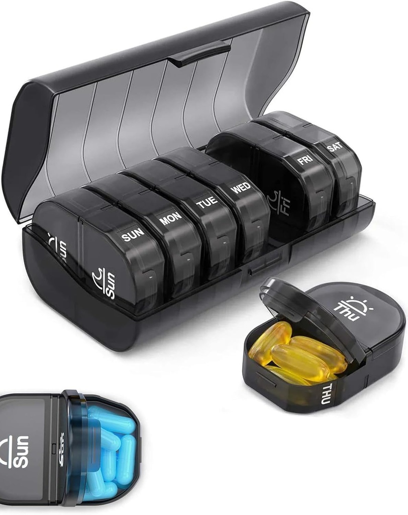 Εβδομαδιαία Διοργανωτές Χάπια, 7-Day AM/PM Υπολογισμός φαρμάκων BPA-ελεύθερος Βιταμινικός Διοργανωτής Καψάκιο με 14 διαμερίσματα, Αρθρίτιδα Φιλικό Φορητό Χάπια για Φάρμακα Βιταμίνες
