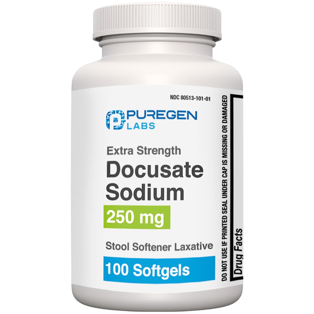 Puregen Labs Docusate Sodium 250mg Αποσκληρυντής Στολών Laxative 