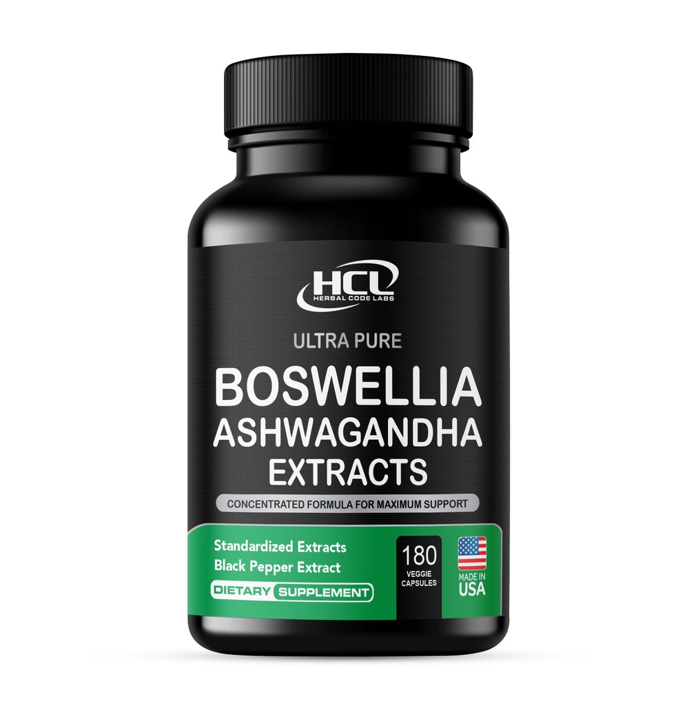Boswellia Extract και Ashwagandha κάψουλες 2000 mg - Ισχυρή χάπια φυσικής υποστήριξης 3 Μήνες προσφοράς - Consentrated Boswellia Serrata 65% Boswellic Acid με Ashwagandha συμπλήρωμα σκόνης