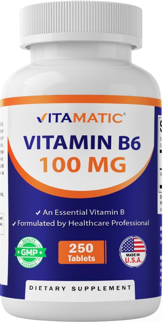 Vitamatic Vitamin B6 (Pyridoxine HCl) 100mg – 250 χορτοφαγικά δισκία προάγει την παραγωγή ενέργειας, ενισχύει το μεταβολισμό και υποστηρίζει την ανοσοποιητική υγεία*