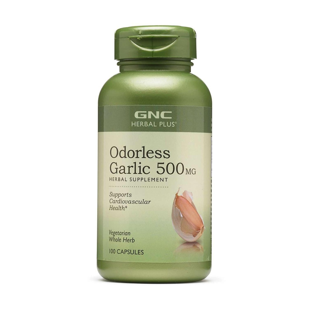GNC Herbal Plus Odorless σκόρδο 500mg συμπλήρωμα, χορτοφάγοι, υποστηρίζει καρδιοαγγειακή υγεία, 100 υπηρεσίες