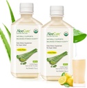 AloeCure USDA Organic Aloe Vera Juice Lemon Flavor - Made Within 12 Hours of Harvest - Natural Digestive Supplement for Balanced Stomach Acidity - Support Digestive and Immune Health, 2 Btls x 16.7oz
