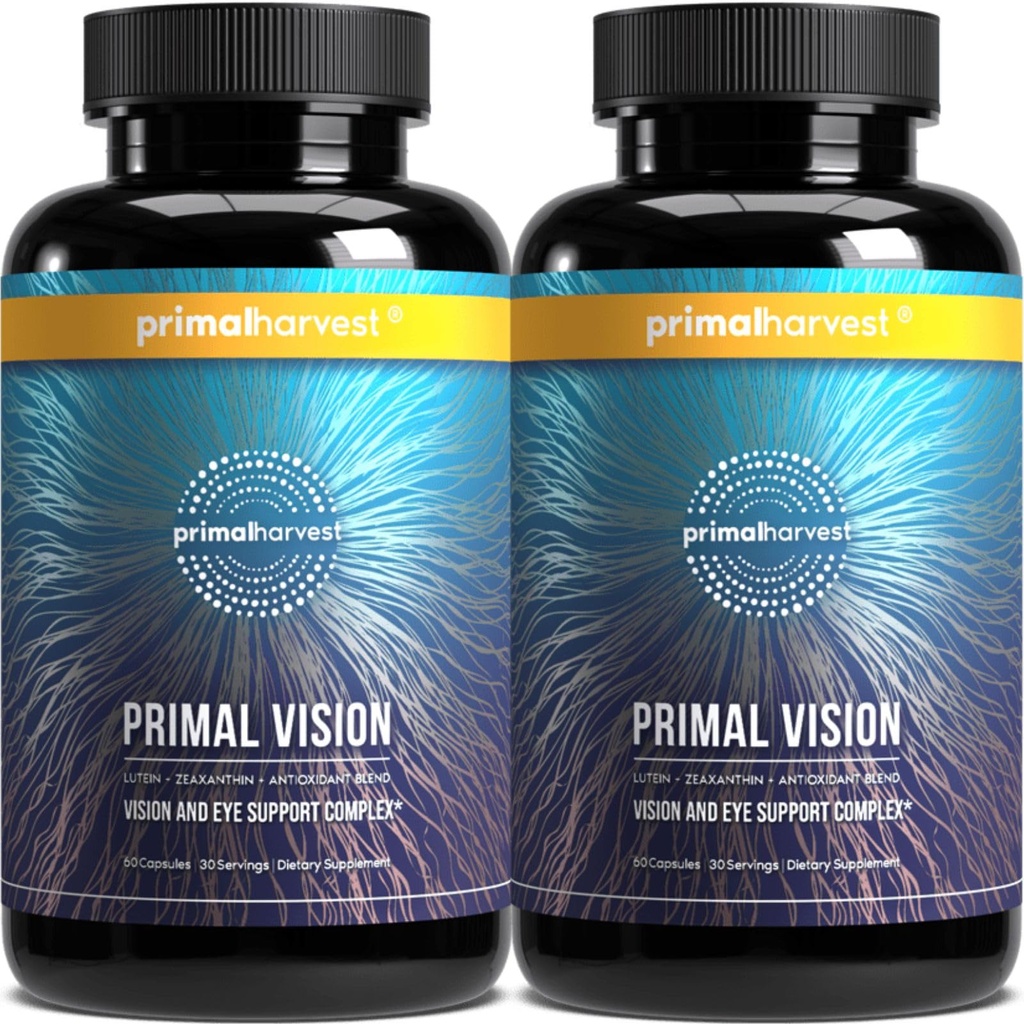 Primal Harvest Primal Vision with Lutein, Zeaxanthin, Vitamin A and Zinc for Eye Health, Blue Light Support and Visual Clarity 2 Pack