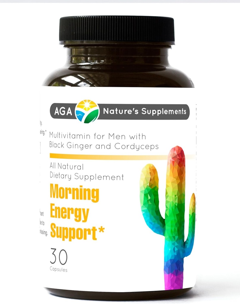 AGA Nature's Supplements Morning Energy Support Multivitamin for Men with Black Ginger and Cordyceps 30 Κάψουλες
