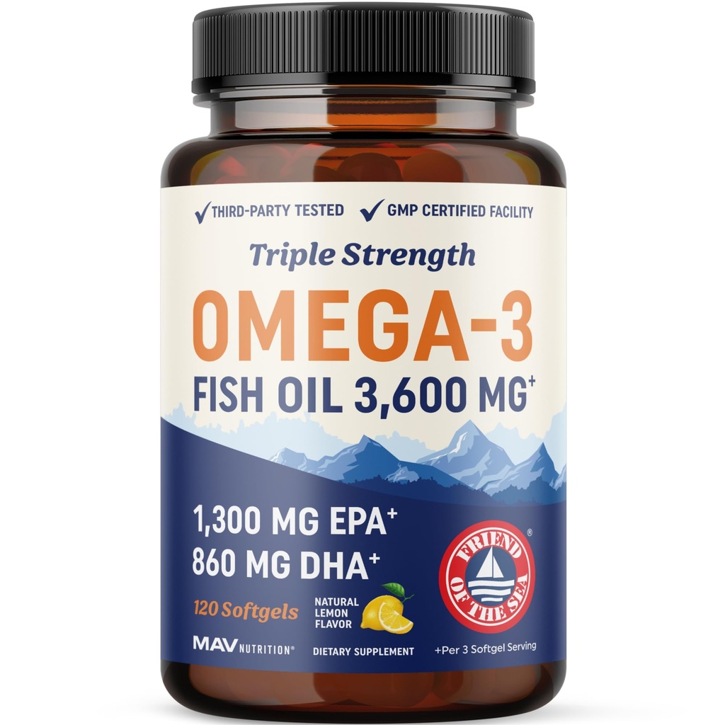 Triple Strength DHA Omega 3 Fish Oil 3600 mg 