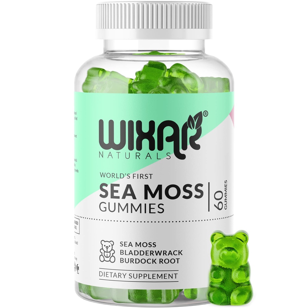 Sea Moss Gummies - Natural Irish Sea Moss and Bladderwrack with Burdock Gummies - 60 Gummies - Vegan - Υγιεινή ανοσοποιητική, Gut & Συνολική υποστήριξη ευεξίας - Βότανο Alkaline Συμπληρώματα