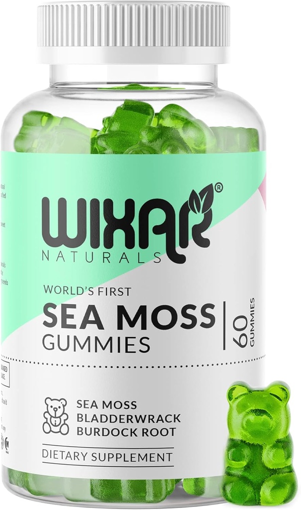 Sea Moss Gummies - Natural Irish Sea Moss and Bladderwrack with Burdock Gummies - 60 Gummies - Vegan - Υγιεινή ανοσοποιητική, Gut & Συνολική υποστήριξη ευεξίας - Βότανο Alkaline Συμπληρώματα