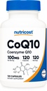Nutricost CoQ10 100mg, 120 κάψουλες χορτοφάγων, 120 εξυπηρετήσεις - Υψηλή απορρόφηση, χορτοφάγοι, μη ΓΤΟ, συνένζυμο Q10