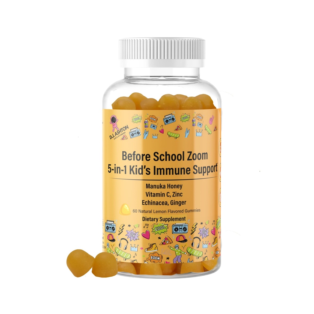 Generic 5-in-1 Kid's Immune Support Gummy, Manuka Honey, Vitamin C, Zinc, Echinacea, Ginger, Gummy Supplement, Essential Immune Support Gummies for Daily Use, Natural Citrus Flavored - 60 Count