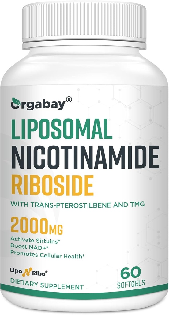 Orgabay Liposomal Nicotinamide Riboside 2000 MG με TMG και Pterostilbene, Ενισχύοντας NAD+, Υποστήριξη Υγιεινή γήρανση, 60 κόμης