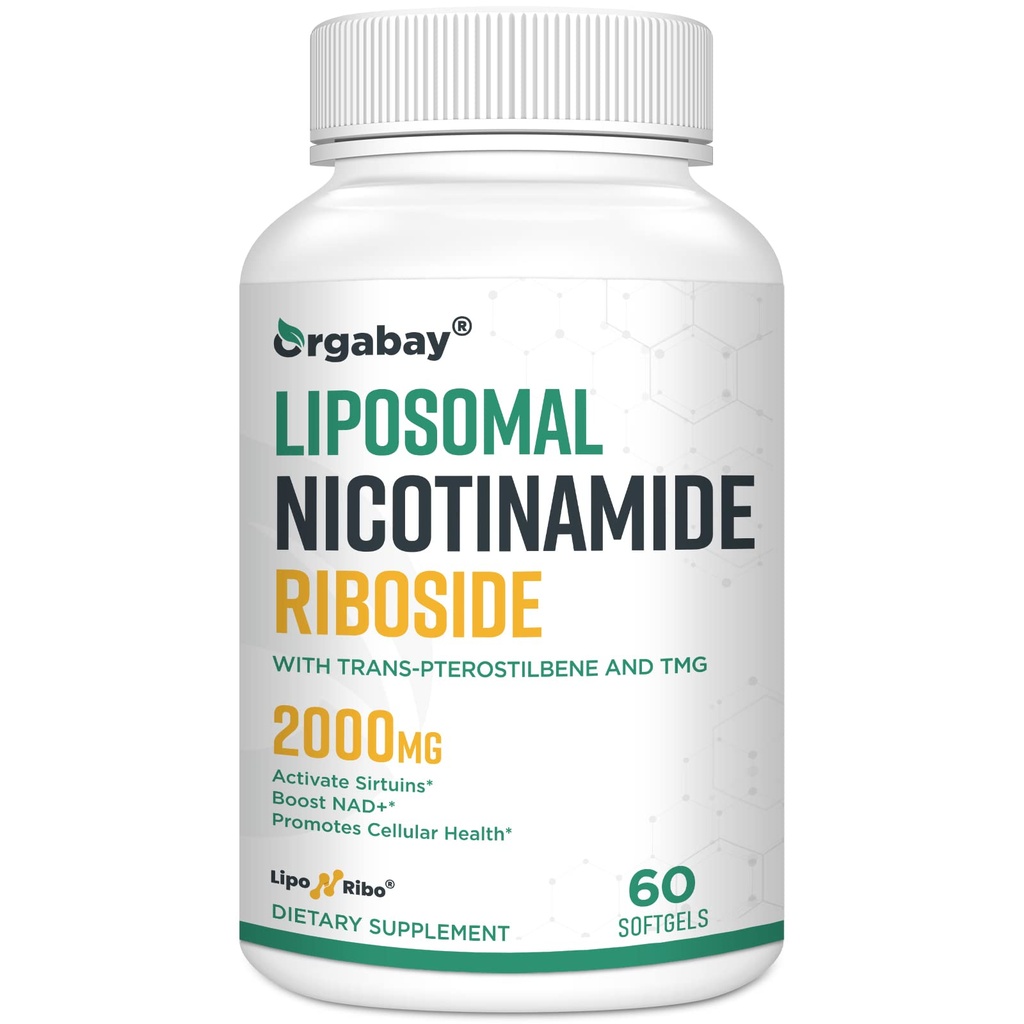 Orgabay Liposomal Nicotinamide Riboside 2000 MG με TMG και Pterostilbene, Ενισχύοντας NAD+, Υποστήριξη Υγιεινή γήρανση, 60 κόμης