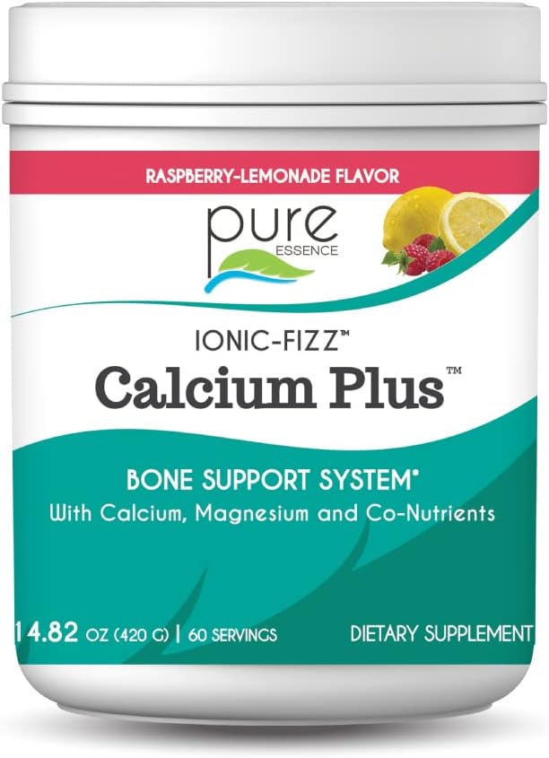 Ionic Fizz Calcium Plus by Pure Essence - Perfect Calcium/Magnesium Ratio with Vitamin A, B, C, D and Pastium Strong Bones - Λεμονάδα σμέουρων - 14.82 oz