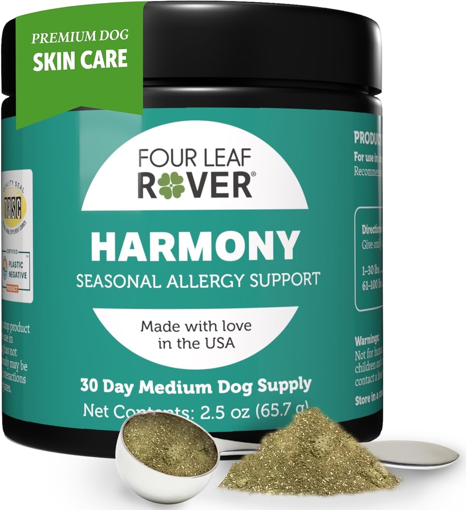 Harmony - Skin & Coat Supplement with Quercetin for Dogs - Balanced Histamine Support for Seasonal and Environmental Allergies - Veterinarian Formulated