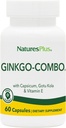 Natures Plus Gingko- Combo - 120 mg, 60 Vegan Κάψουλες - Ginkgo Biloba - Χορτοφαγική, χωρίς γλουτένη - 60 Υπηρεσίες