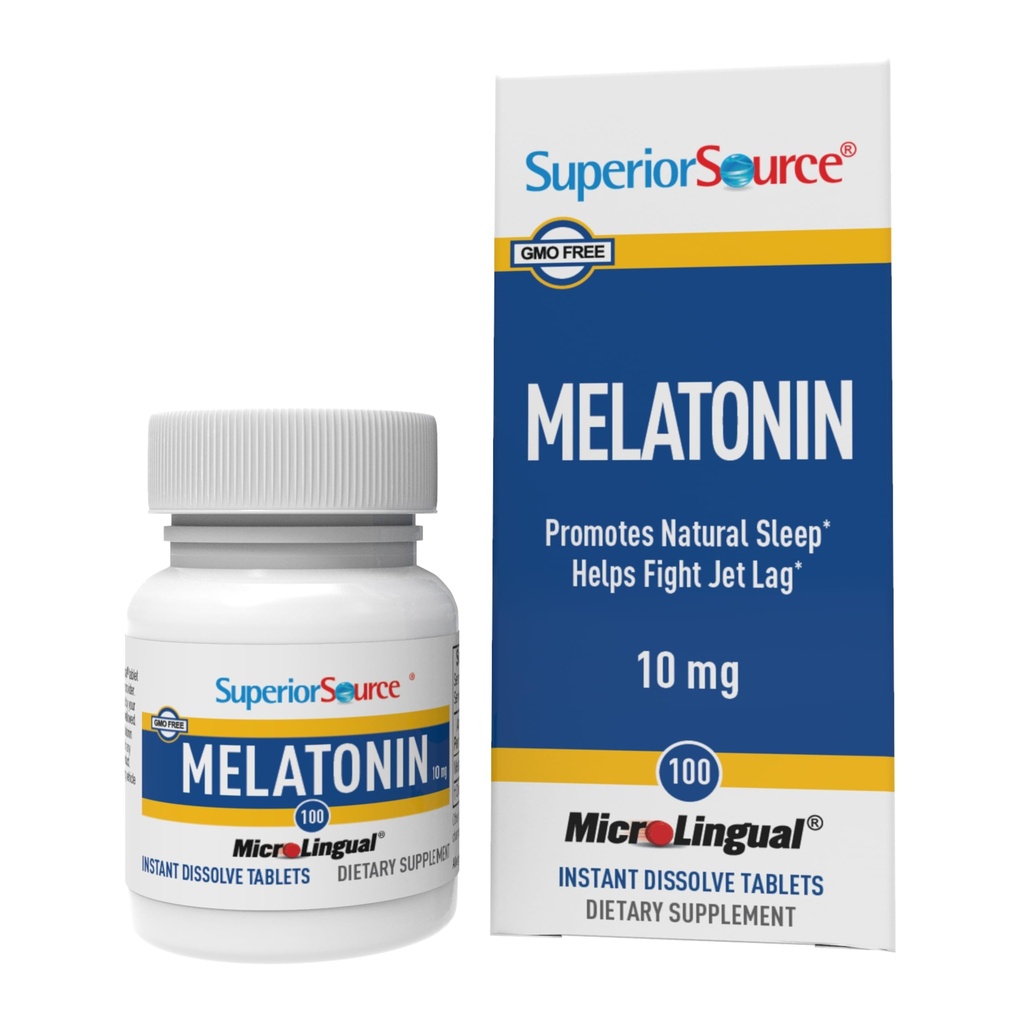 Superior Source Μελατονίνη 10 mg - Συμπλήρωμα Υποστήριξης Υγιούς Ύπνου για Ενήλικες - Μελατονίνη Φόρμουλα με Χαμομήλι Βοηθήματα Χαλάρωση & Ξεκούραστος Ύπνος - 100 Υπογλώσσια Δισκία Διάλυσης