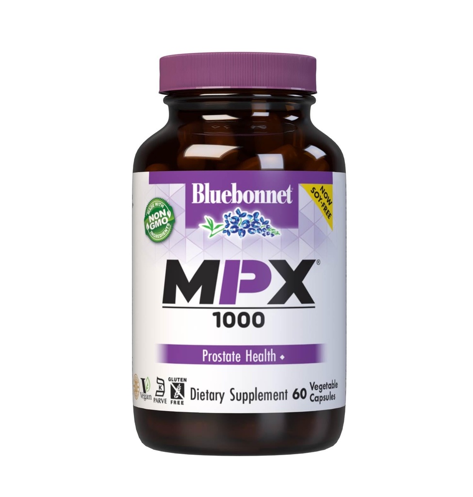 BlueBonnet Διατροφή MPX 1000 Υποστήριξη Prostate - Συμπληρώματα υγείας Prostate για τους άνδρες - Saw Palmetto, Σπόροι κολοκύθας, Stinging Nettle, Beta Σιτοστερόλη & Φυτικές στερόλες - Μη ΓΤΟ, Vegan - 60 κάψουλες