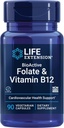 Επέκταση ζωής BioActive Folate & Βιταμίνη B12, προάγει την υγεία της καρδιάς, του εγκεφάλου και του γαστρεντερικού συστήματος, μη ΓΤΟ, χωρίς γλουτένη, χορτοφάγους, 90 κάψουλες