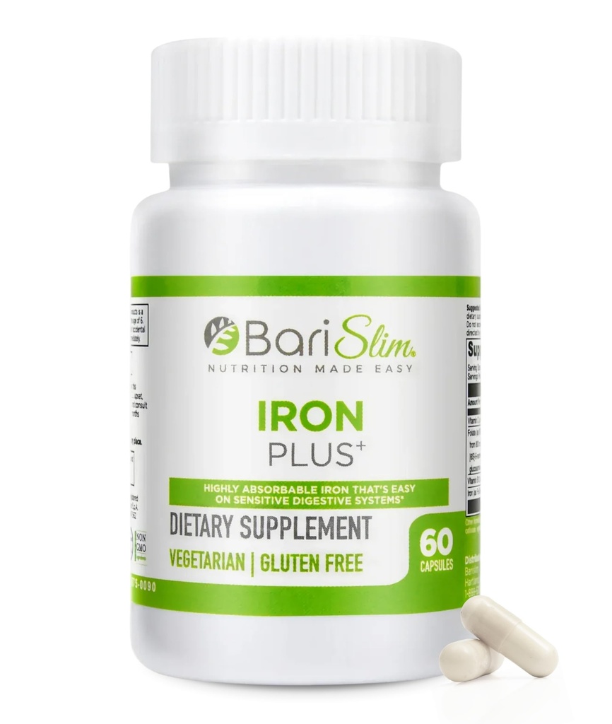 Barislim Iron Plus Κάψουλες - Formulated for Aσθενείς Μετά από Χειρουργική Απώλεια βάρους Συμπεριλαμβανομένης της Γαστρικής Bypass & Gastric Sleeve – Easy Digestion & Complete Health 