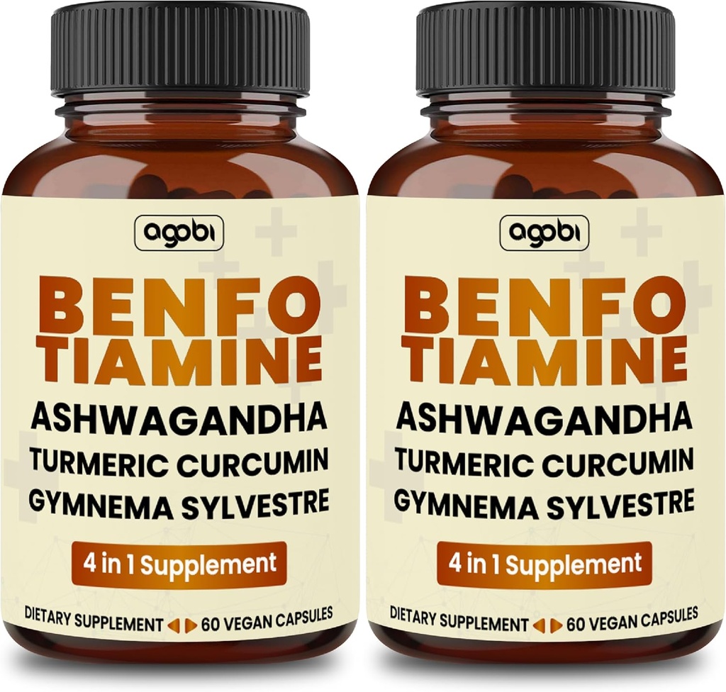 Benfotiamine 600mg συμπλήρωμα - 2 Μήνες για το Digestive System, την παραγωγή ενέργειας & ανοσοποιητικό - Αναμιγνύεται κουρκουμίνη Root, Ashwagandha Root & Organic Gymnema Sylvestre - 2 συσκευασίες των 60 καψακίων