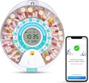 Zoksi Νέο Bluetooth Smart Αυτόματος Διανομέας Χάπια, Ηλεκτρονικός Διανομέας Φάρμακων για Ηλικιωμένους, 28 Τμήματα Οργανωτής Ιατρικής με Τριπλή υπενθύμιση