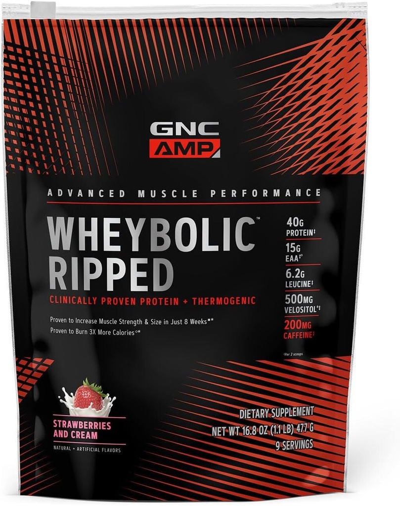 GNC AMP Wheybolic Ripped - Φράουλες και Κρέμα (9 σερβιρίσματα)