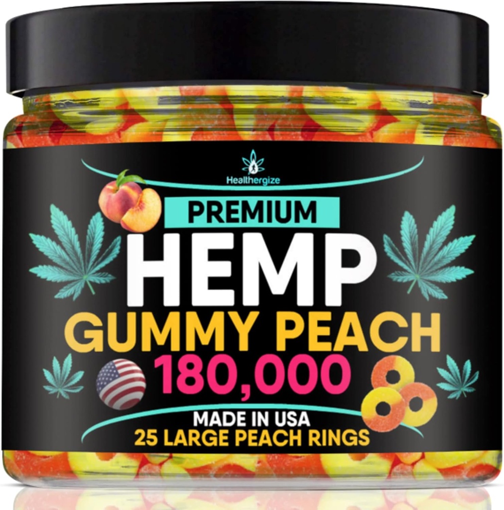 Χειροποίητο Gummies-Premium Ροδάκινα Δαχτυλίδια-Fresh και Full Flavor-Φυσικό έλαιο κάνναβης Gummy-Great για την πλάτη, λαιμό, γόνατα, μύες, αρθρώσεις, ηρεμία, χαλάρωση, δυσφορία-Made στις ΗΠΑ