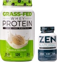 Nutrology Grass Fed Whey Protein Powder - Vanilla Ice Cream Flavor (28 μερίδες) Zen Natural Magnesium Supplement (30 μερίδες)