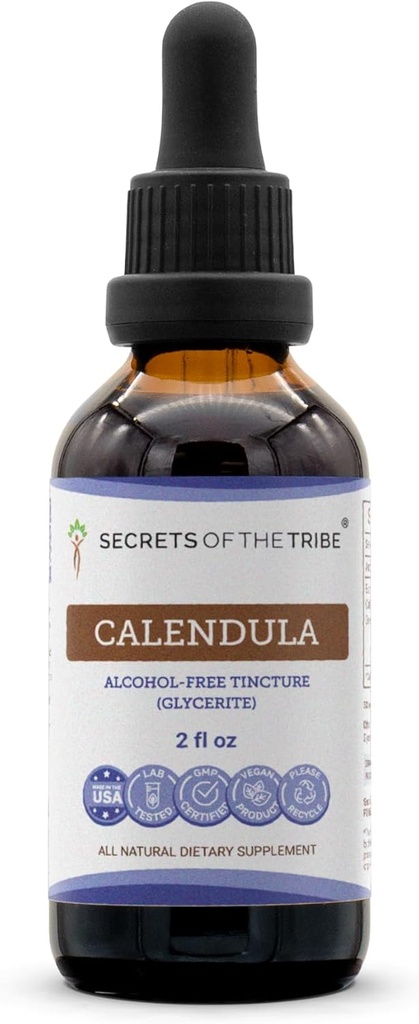 Μυστικά της Φυλής Calendula Βάμμα Χωρίς Αλκοόλ, Calendula (Calendula Officinalis) Αποξηραμένο Λουλούδι (2 FL OZ)