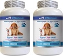 PET ΣΥΜΠΛΗΡΩΜΑΤΑ & ΔΙΑΤΡΟΦΗ LLC Σκύλος κακή αναπνοή Remedy - Dog Teeth Health Formula - Natural Gum Care - REMOVES Plaque Build UP - FRESHENS αναπνοή - Dog Βιταμίνη πρόσθετο - 2 μπουκάλια (120 Θεραπείες)