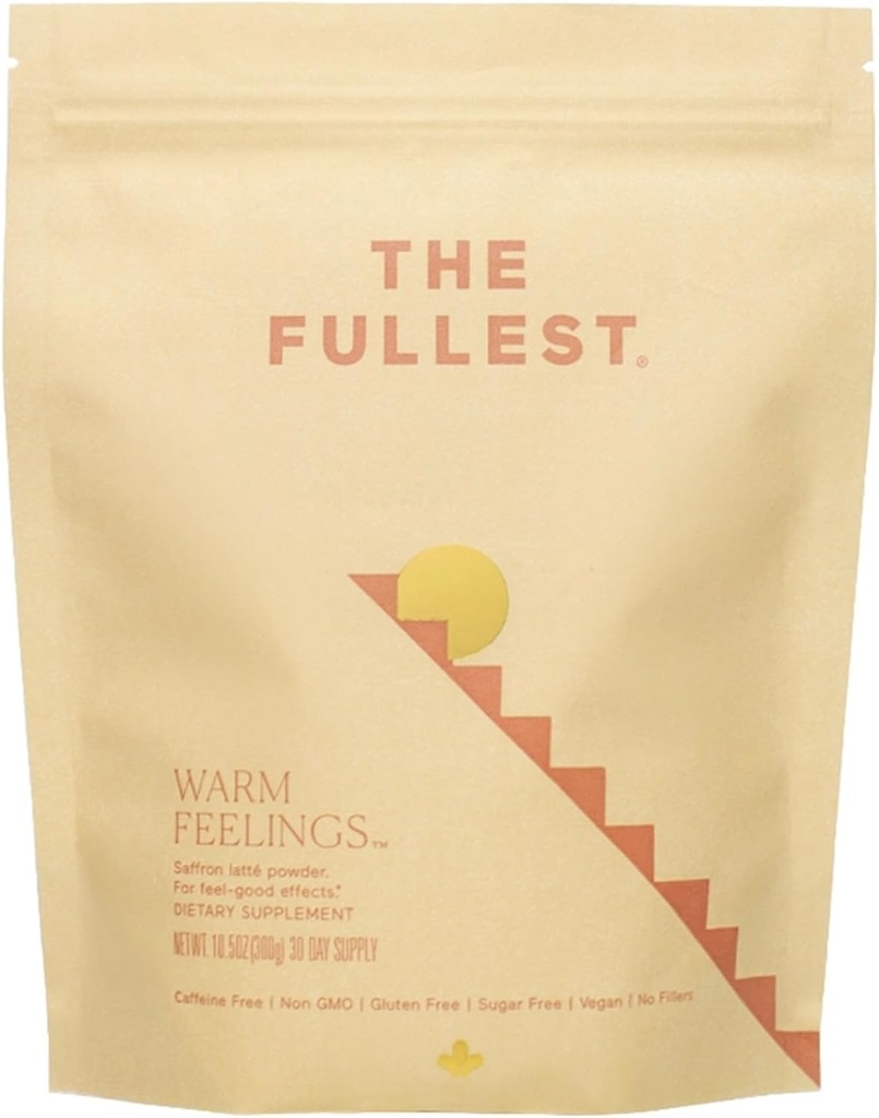 THE FULLEST - Saffron Latte 30 Day Supply - Saffron, Cardamom, and Coconut Milk Based Wellness Powder for Mood and Sleep Support, Sugar-Free, Vegan, and Gluten-Free, 30 Servings