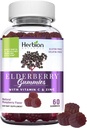 HERBION Elderberry Gummies with Vitamin C & Zinc - Healthy Immune System Support - Gluten-Free & Gelatin-Free - 60 Gummies for Adults & Children 4 Years & Above - Made in USA, 60 Count (Pack of 1)