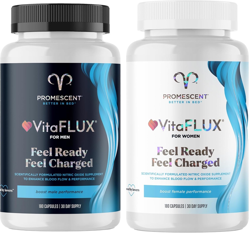VitaFLUX Triple Power Nitric Oxide Supplement για Ανδρική Απόδοση + VitaFLUX Γυναικείο Nitric Oxide Booster Supplement, Αύξηση Κυκλοφορίας, Boost Energy & Heart Health, Performance, Stamina, Energy